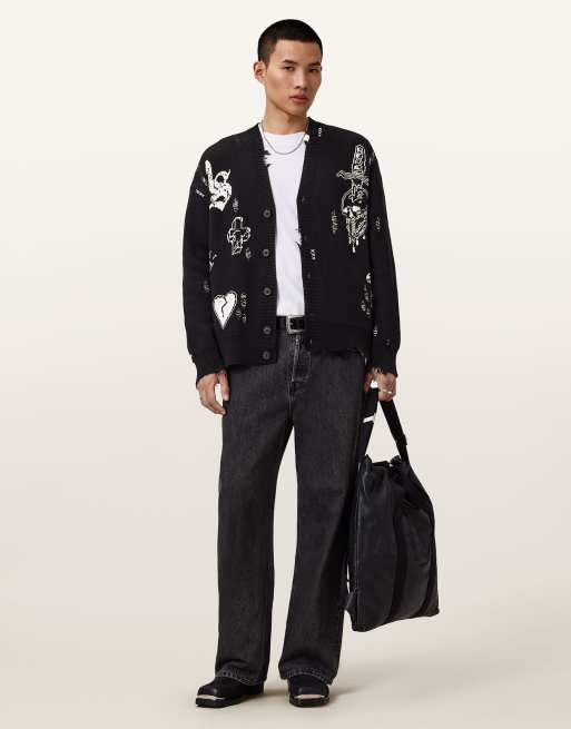 AllSaints - Caledon - Vest in zwart/krijtwit, 2 van 7