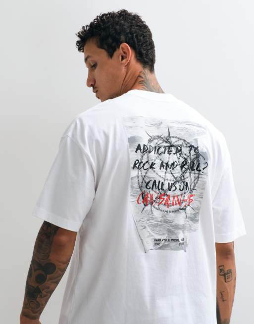 AllSaints - Caller - T-shirt à manches courtes avec logo imprimé au dos - Blanc, 4 de 5