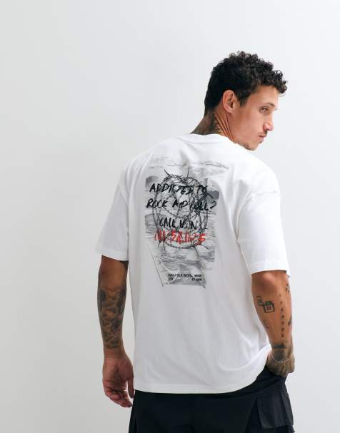 AllSaints Caller t-shirt med korta ärmar och grafisk logga med tryck på ryggen i vitt - view 1