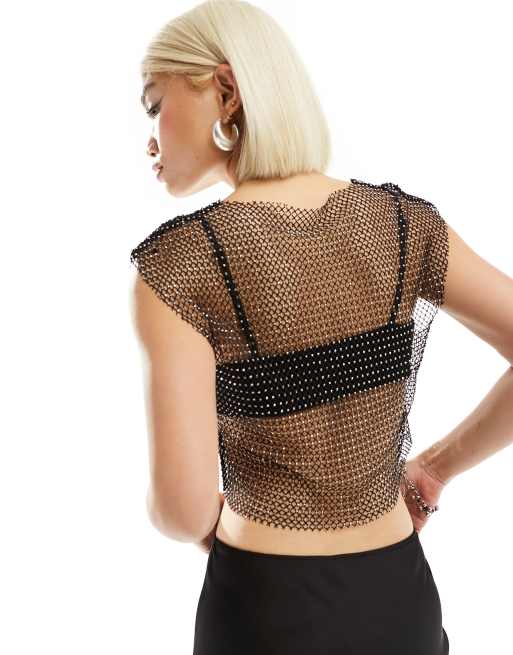 AllSaints - Calytric - Top senza maniche nero con brillantini, 3 di 4