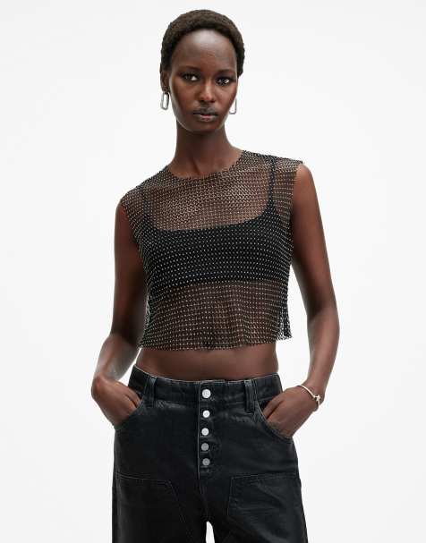 AllSaints - Calytrix - Top scintillant - Noir - view 1