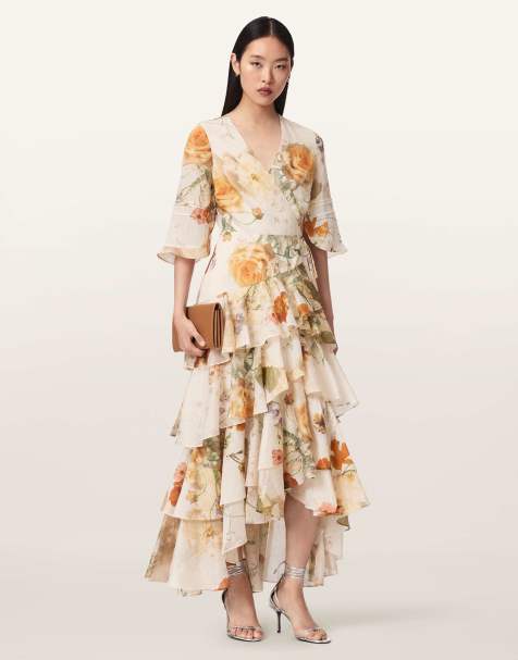 AllSaints – Camellia – Kleid in Dunstweiß - view 1