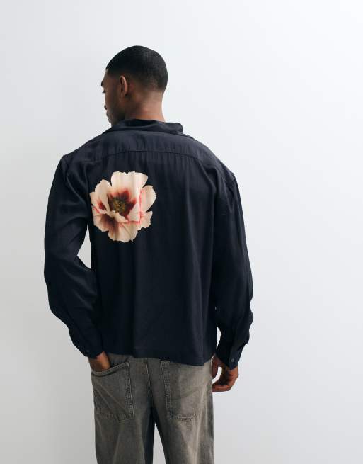 AllSaints camicia a maniche lunghe con stampa floreale nera Floraison, 3 di 5