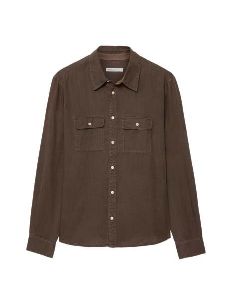 AllSaints - camisa Bond de manga larga en marrón chocolate - view 1