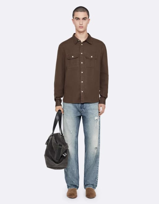 AllSaints - camisa Bond de manga larga en marrón chocolate, 2 de 7