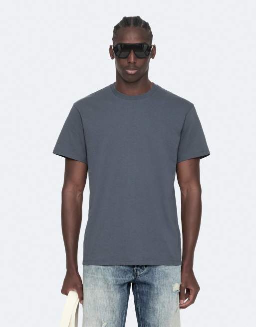 AllSaints - camiseta de manga corta con cuello redondo en azul acero, 5 de 6