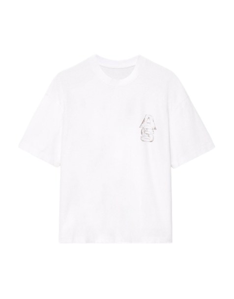 AllSaints - camiseta de manga corta con cuello redondo en blanco óptico - view 1