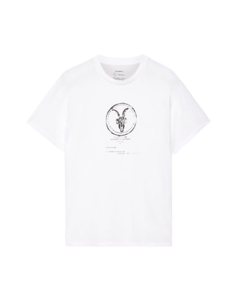 AllSaints - camiseta de manga corta con cuello redondo en blanco óptico - view 1