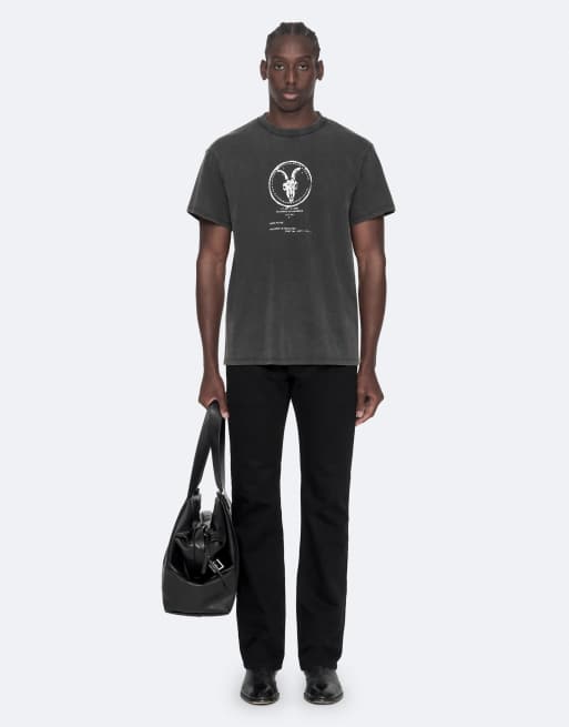 AllSaints - camiseta de manga corta con cuello redondo en negro lavado, 6 de 7