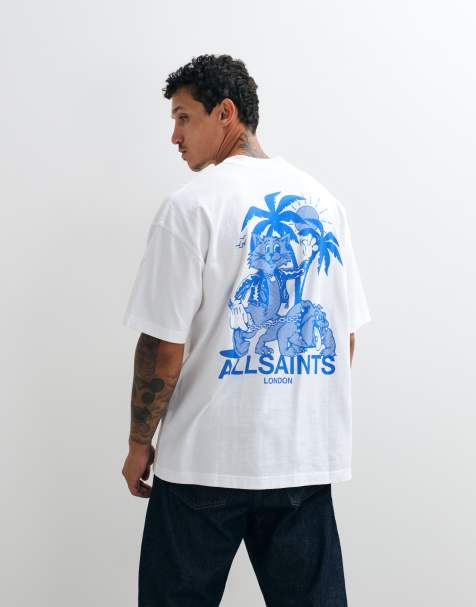 AllSaints - camiseta de manga corta con logo gráfico Bulldog y estampado trasero en blanco - view 1