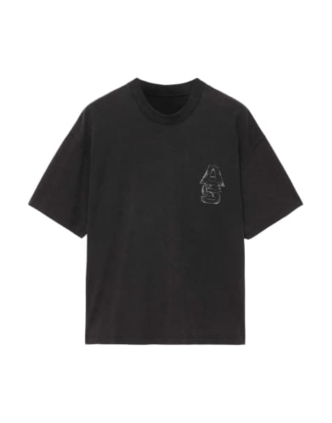 AllSaints - camiseta de manga corta Roller de cuello redondo en negro lavado - view 1