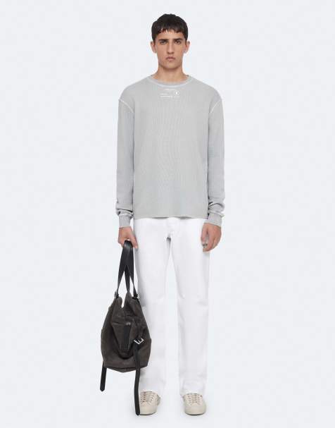 AllSaints - camiseta de manga larga con cuello redondo en gris piedra - view 1