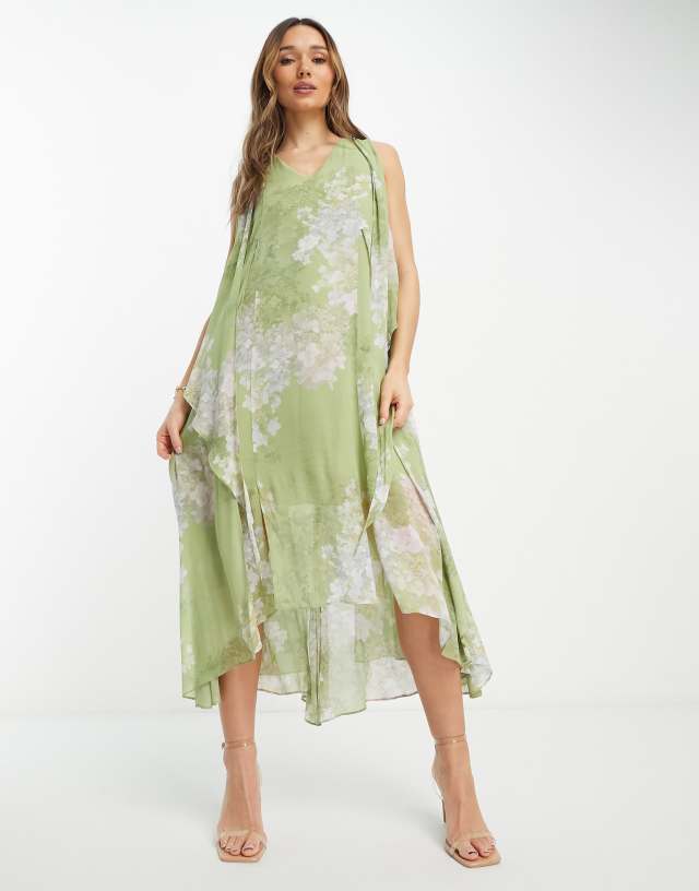 AllSaints Capri Venetia midi dress in green floral