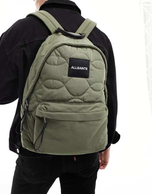 AllSaints Carabiner quilted backpack in khaki ASOS