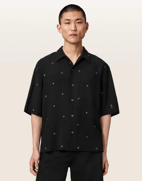 AllSaints – Cardsuit – Kurzärmliges Hemd in Schwarz - view 1