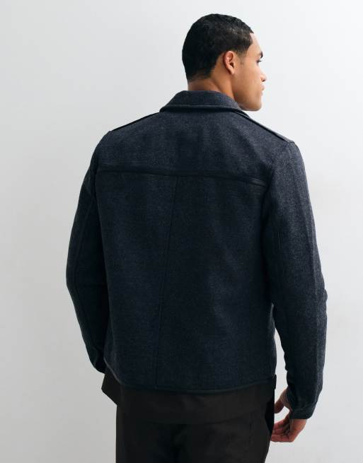 AllSaints Carlow Jacke mit Wollmix und Reißverschluss in Anthrazitgrau, 3 von 5