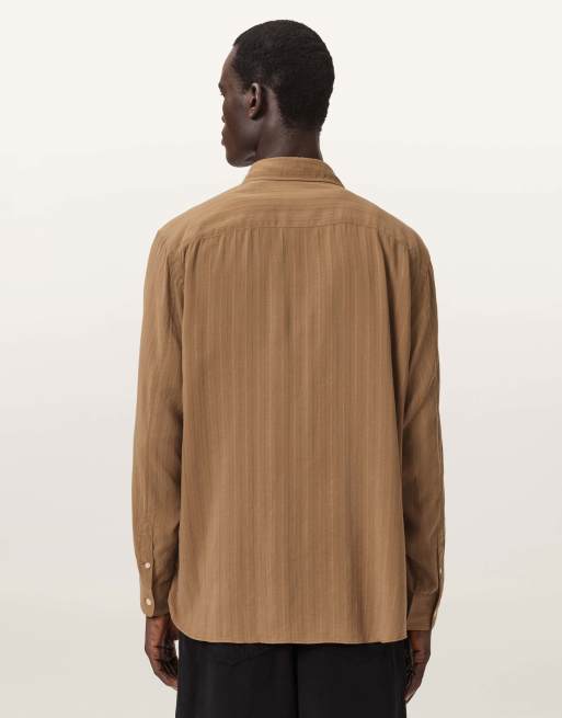 AllSaints – Carlyle – Langärmliges Hemd in Borg-Braun, 3 von 7