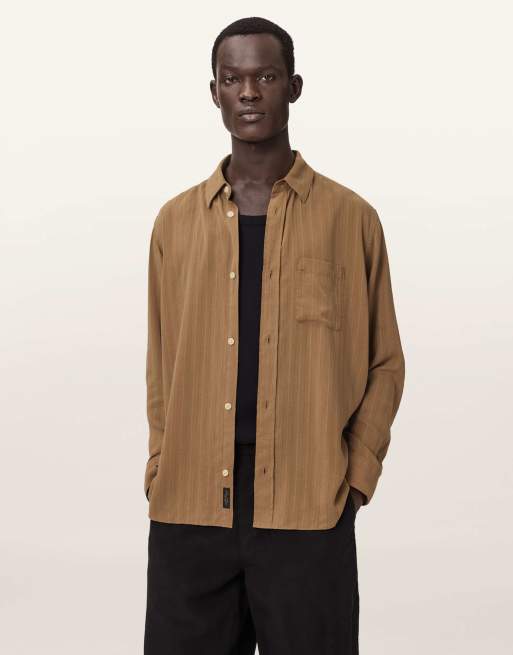 AllSaints - Carlyle - Overhemd met lange mouwen in borg bruin, 5 van 7