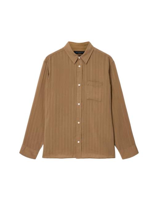 AllSaints - Carlyle - Overhemd met lange mouwen in borg bruin, 7 van 7