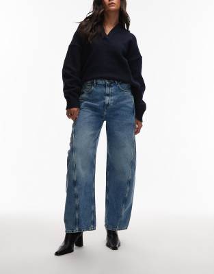 AllSaints - Carter - Barrel-Jeans in Indigoblau