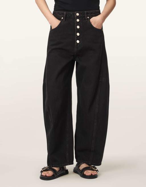 AllSaints Carter jean boutonné marron teint en pièce, 4 de 7