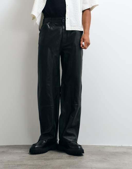 AllSaints Carver leather carpenter trousers in black, 5 of 5