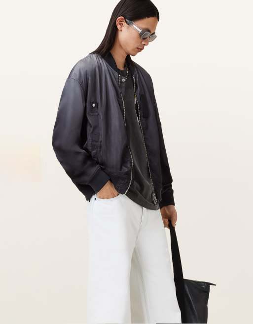 AllSaints – Cascade – Bomberjacke in verwaschenem Schwarz