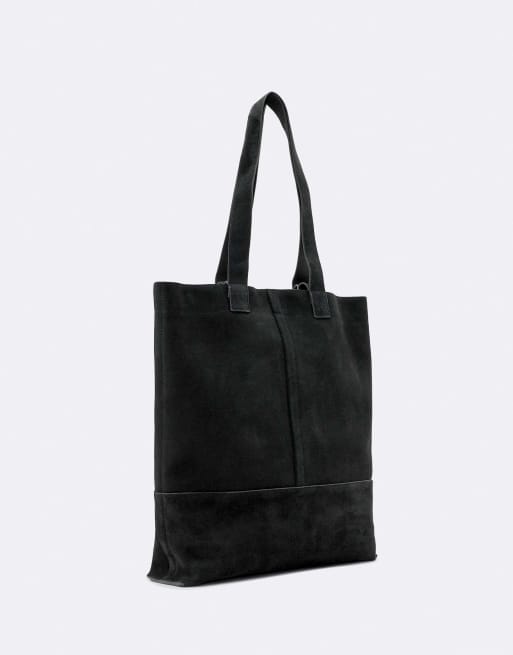 AllSaints Cassius suede leather tote bag in washed black, 2 of 4