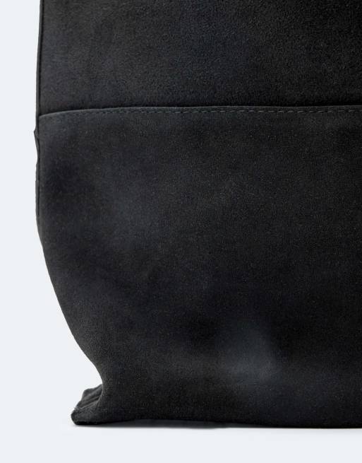 AllSaints Cassius suede leather tote bag in washed black, 3 of 4