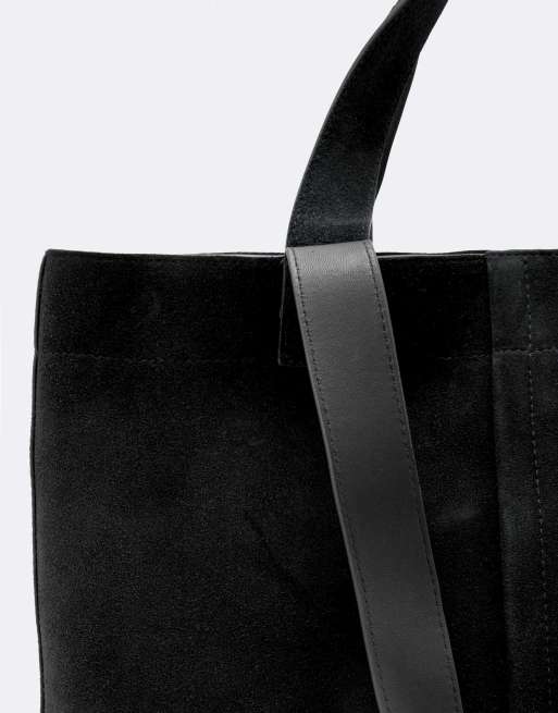 AllSaints Cassius suede leather tote bag in washed black, 4 of 4