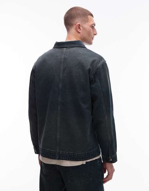 AllSaints - Castleford - Denim overshirt in donkerblauw, 3 van 5