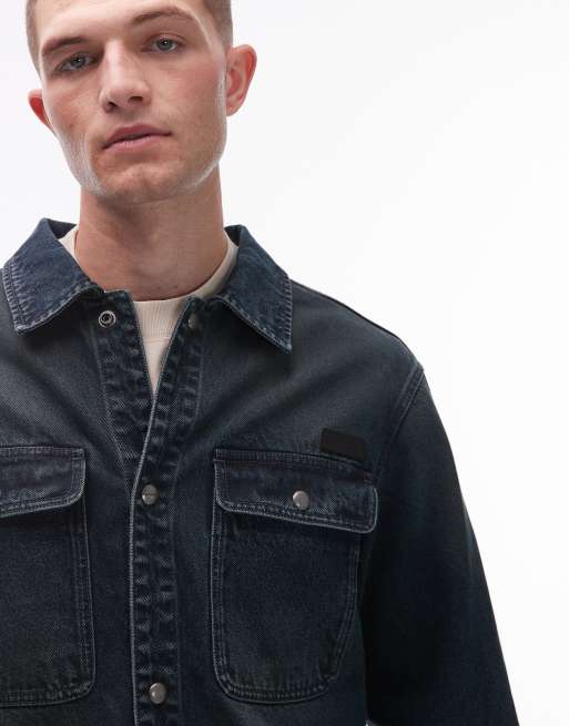AllSaints - Castleford - Denim overshirt in donkerblauw, 5 van 5