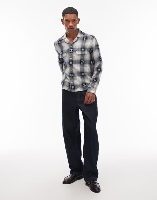 AllSaints - Castor - Geruit overhemd met lange mouwen in ecru en zwart, 2 van 5