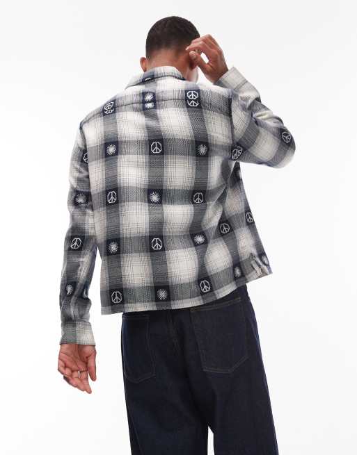 AllSaints - Castor - Geruit overhemd met lange mouwen in ecru en zwart, 3 van 5