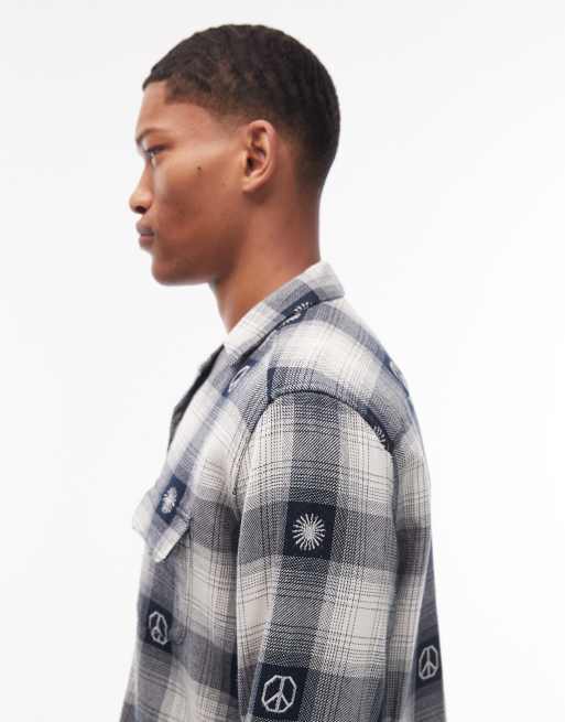 AllSaints - Castor - Geruit overhemd met lange mouwen in ecru en zwart, 4 van 5