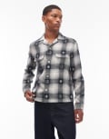 [AllSaints] AllSaints Castor long sleeve check shirt in ecru/black-Blue XS Peacoat Blue