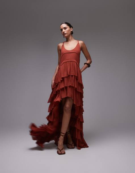 Allsaints cavarly dress in burnt brick red