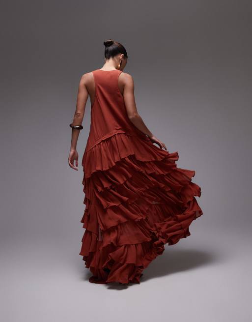Allsaints cavarly dress in burnt brick red, 4 of 4