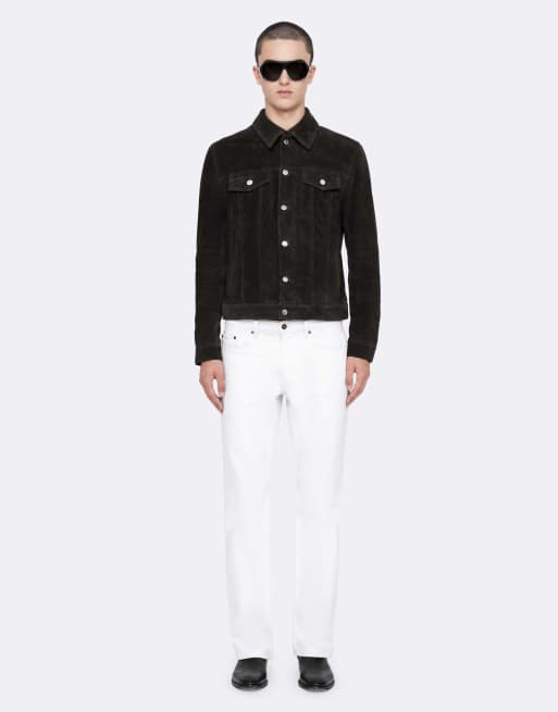 AllSaints - cazadora trucker de ante en negro tostado, 2 de 7