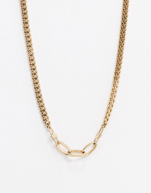 AllSaints chain toggle choker necklace in gold