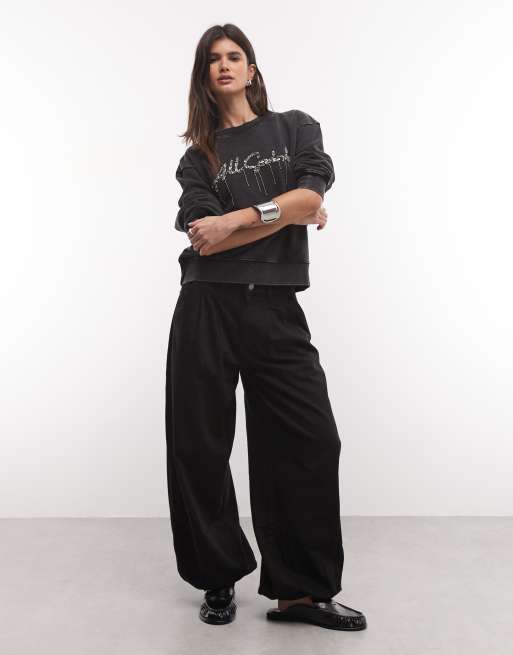 AllSaints Chains Pippa embellished logo sweatshirt in black, 2 of 4