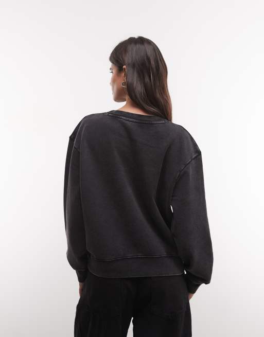 AllSaints Chains Pippa embellished logo sweatshirt in black, 3 of 4