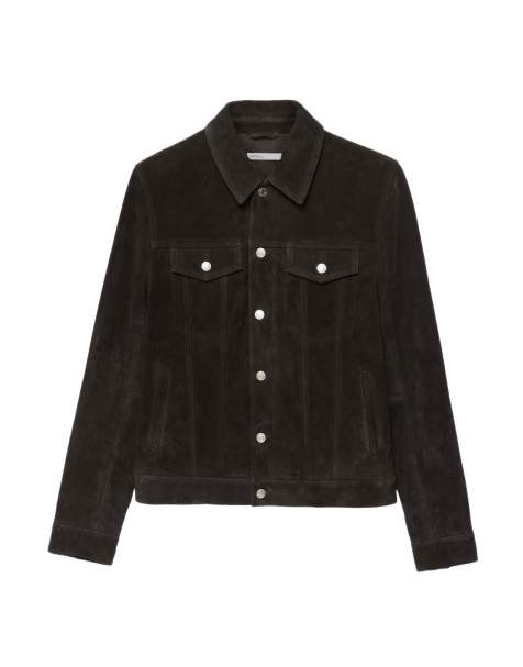 AllSaints Chaiyo suède trucker in zwart - view 1