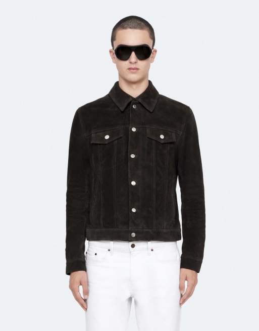 AllSaints Chaiyo Trucker-Jacke aus Wildleder in Tanner Black, 4 von 6