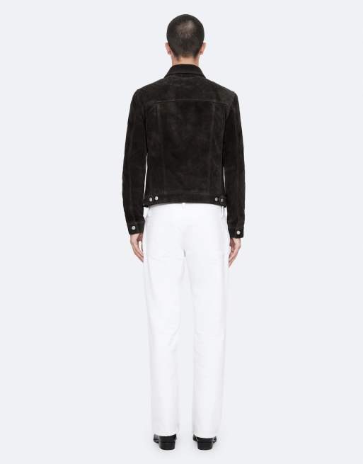 AllSaints Chaiyo veste trucker en daim noir tanner, 4 de 7