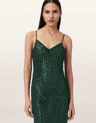 AllSaints - Chantelle - Kleid in Smaragdgrün