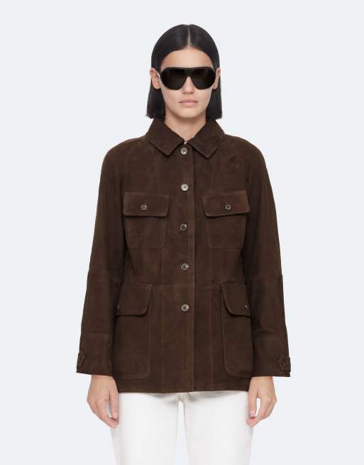 AllSaints - chaqueta de ante marrón fango, 4 de 6