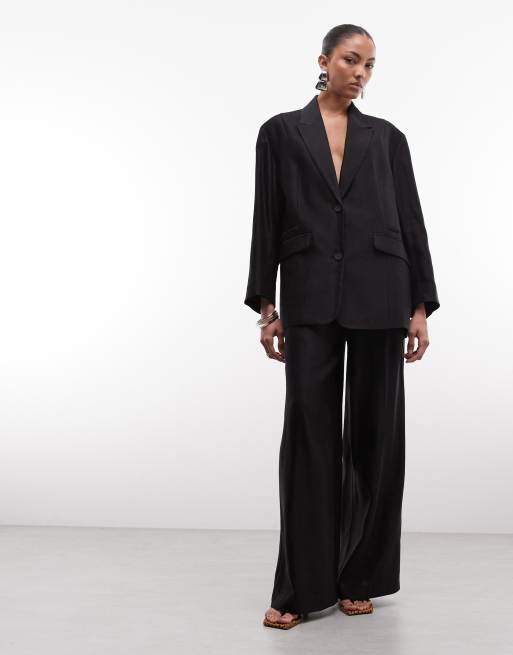 AllSaints - Charley - Blazer sartoriale in misto lino nero in coordinato, 2 di 4