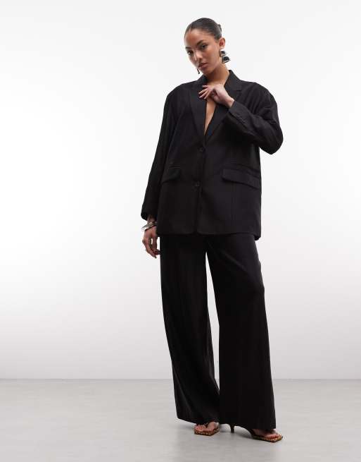 AllSaints Charley tailored linen Mix and Match set in black, 4 of 5