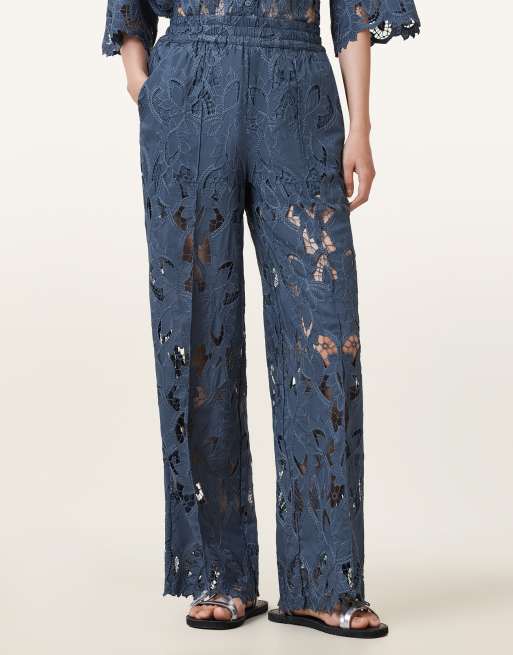 AllSaints - Charli - Broek met borduursel in poederblauw, 4 van 6